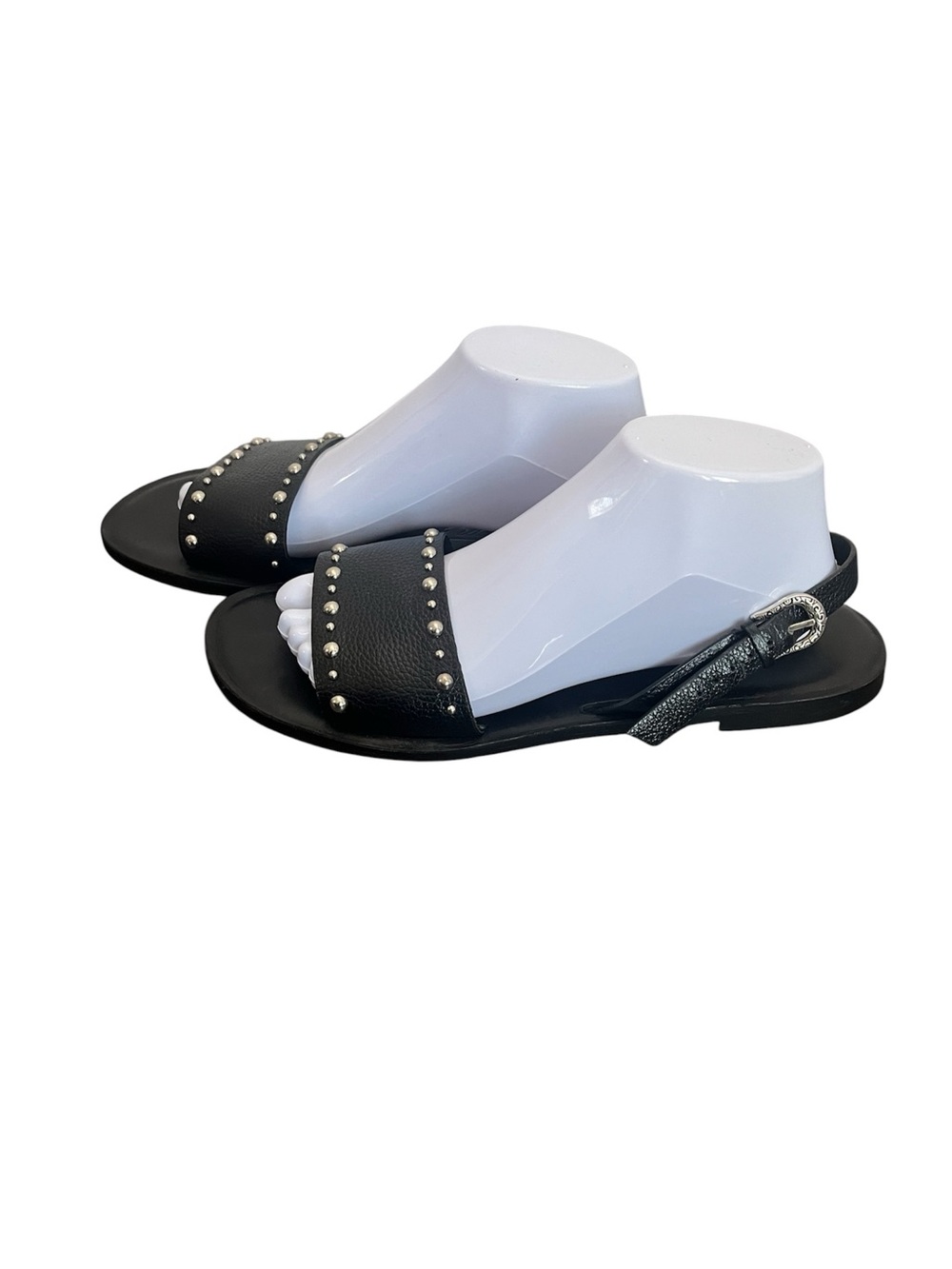 Brighton Avril Black Studded Leather Slingback Sandals Size 9.5